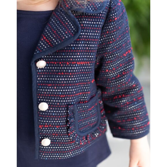 Janie and Jack Girls Size 7 Blooming Fields NWT Tweed Blazer Jacket - Picture 2 of 5